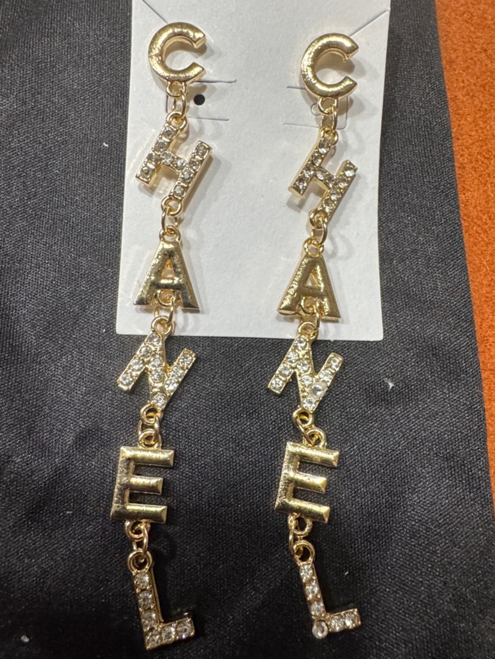 Gold Crystal Drop 'C' Earrings - Women Jewelry